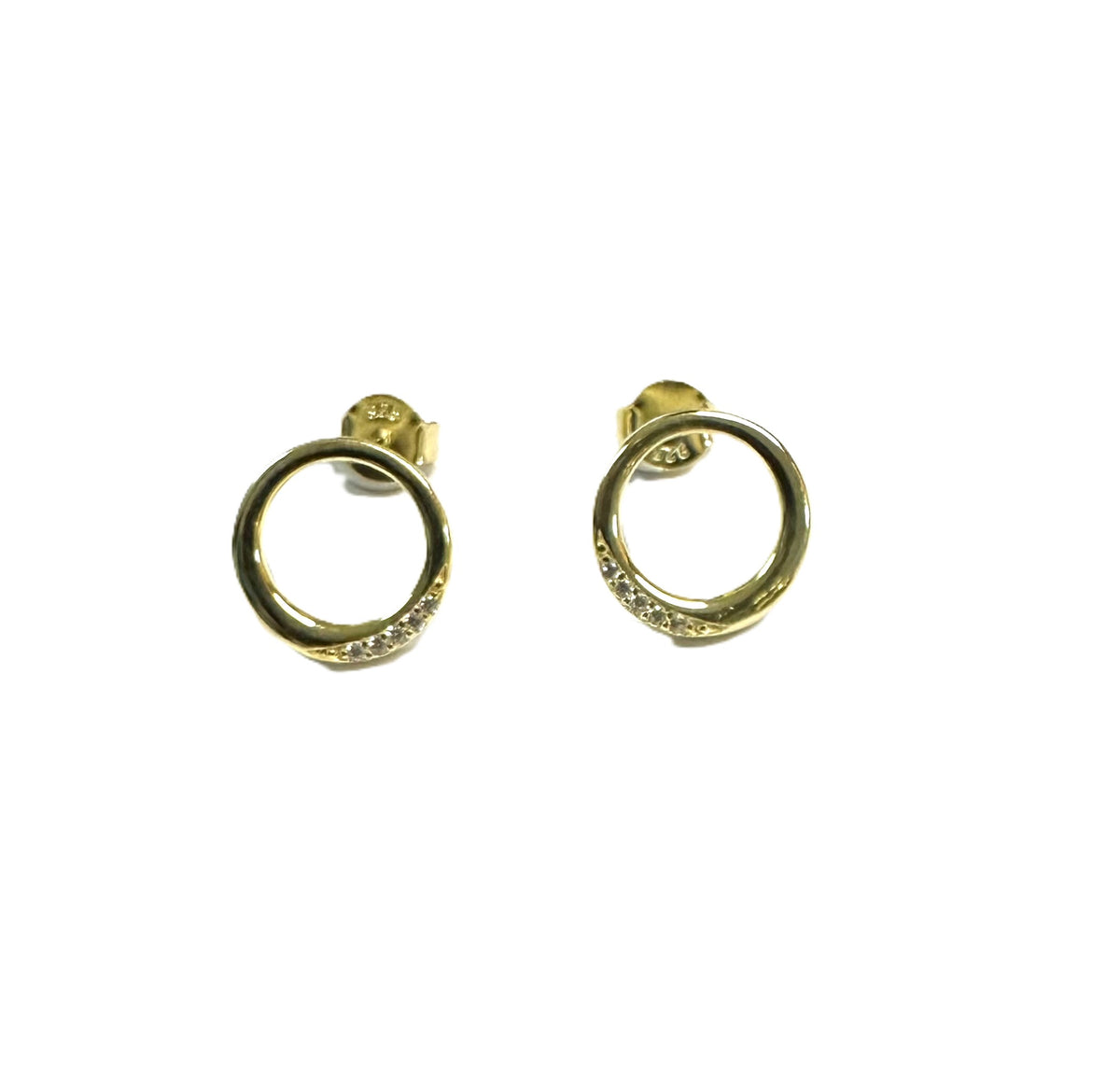 Gold Plated White Cz Silver Earring
