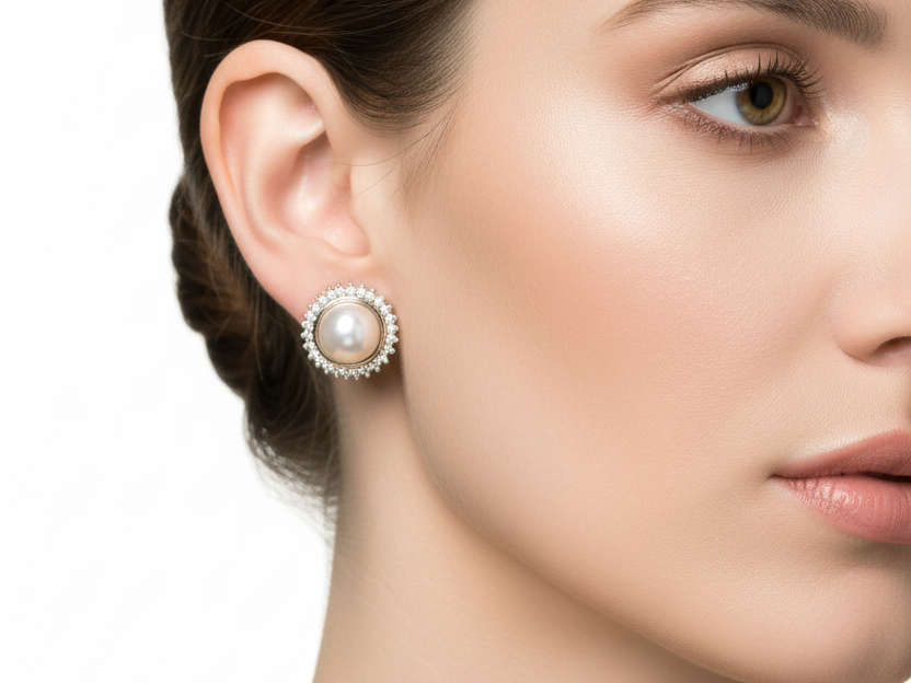 Gold Plated Silver Pearl Earring