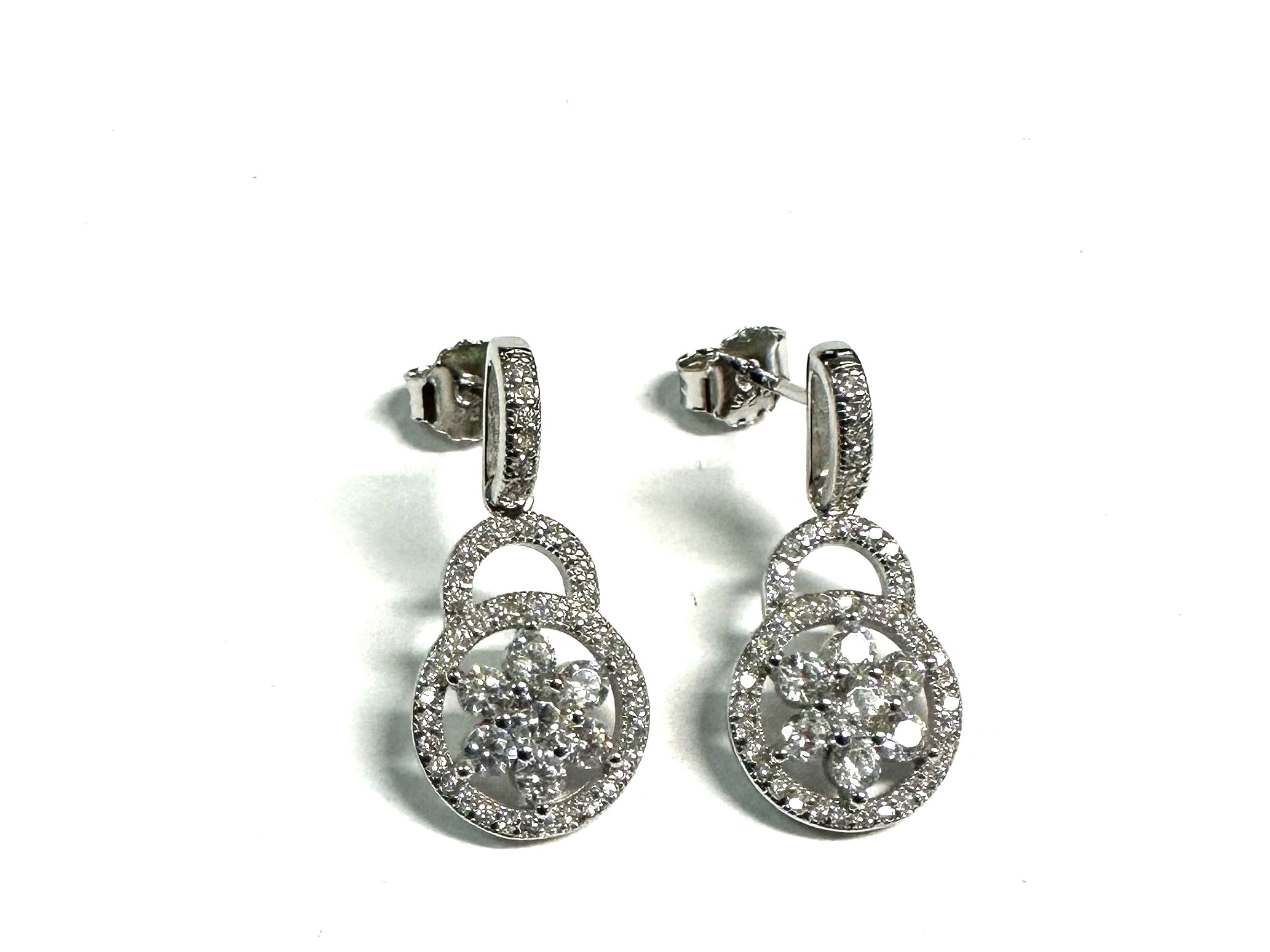 White Cubic Zirconia Silver Earring