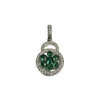 Emerald Green And White Cz Silver Pendant