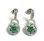 Emerald Green And White Cz Silver Earring