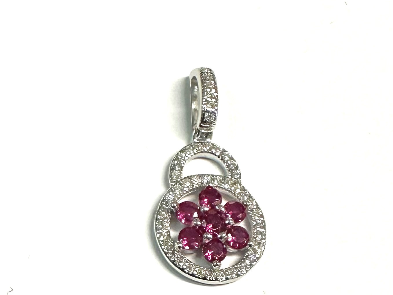 Ruby And White Cz Silver Pendant