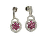 Ruby And White Cz Silver Earring