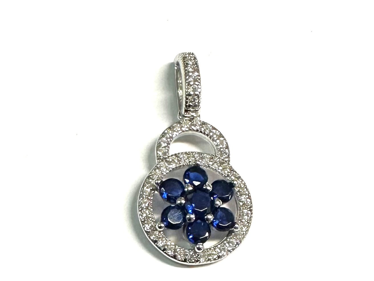Sapphire And White Cz Silver pendant