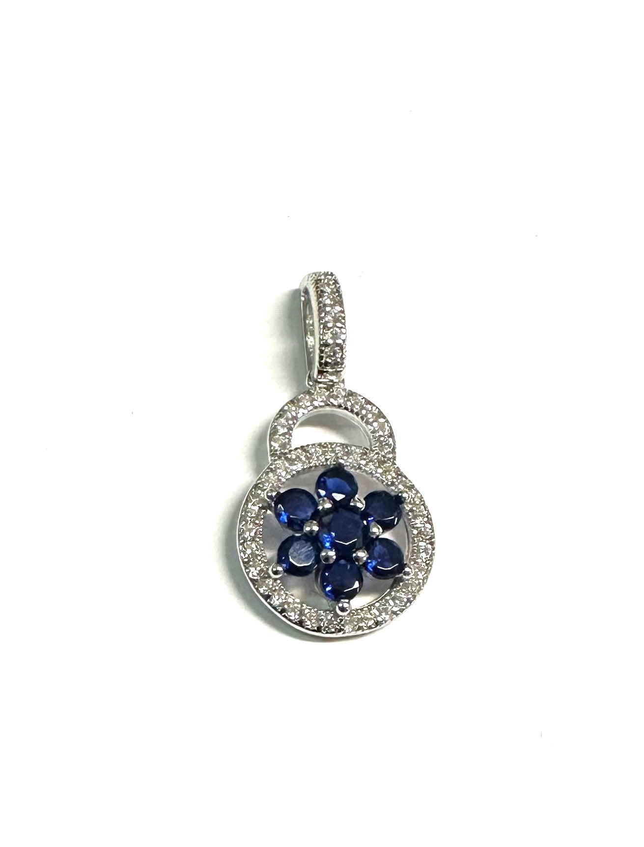 Sapphire And White Cz Silver pendant