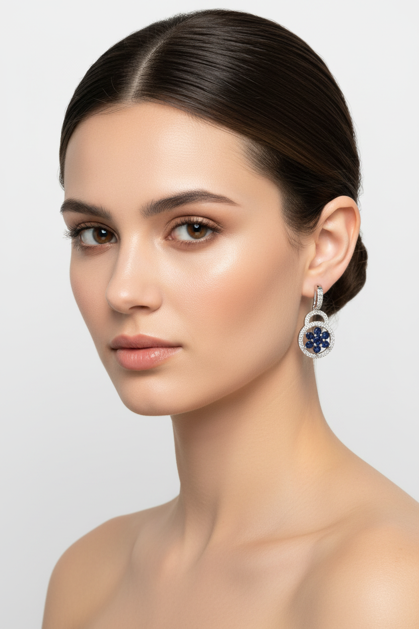 Sapphire And White Cz Silver pendant