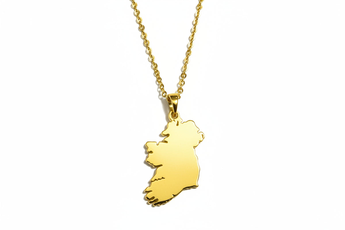 Silver Gold Plated Map Of Ireland Necklace