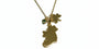 Silver Gold Plated Map Of Ireland With Shamrock and Green Cz Charm Necklace