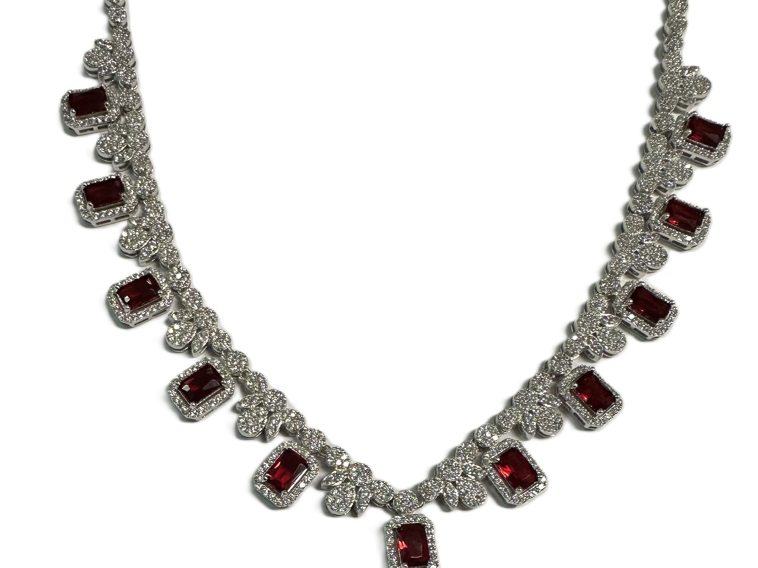 Silver Ruby And White CZ Necklace