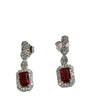 Ruby And White Cubic Zirconia Silver Earring