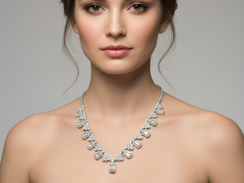 White Cubic Zirconia Silver Necklace