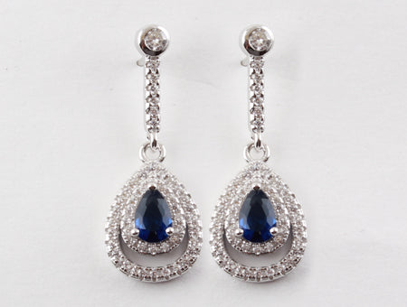 A Sapphire & White Cubic Zirconia Earring.