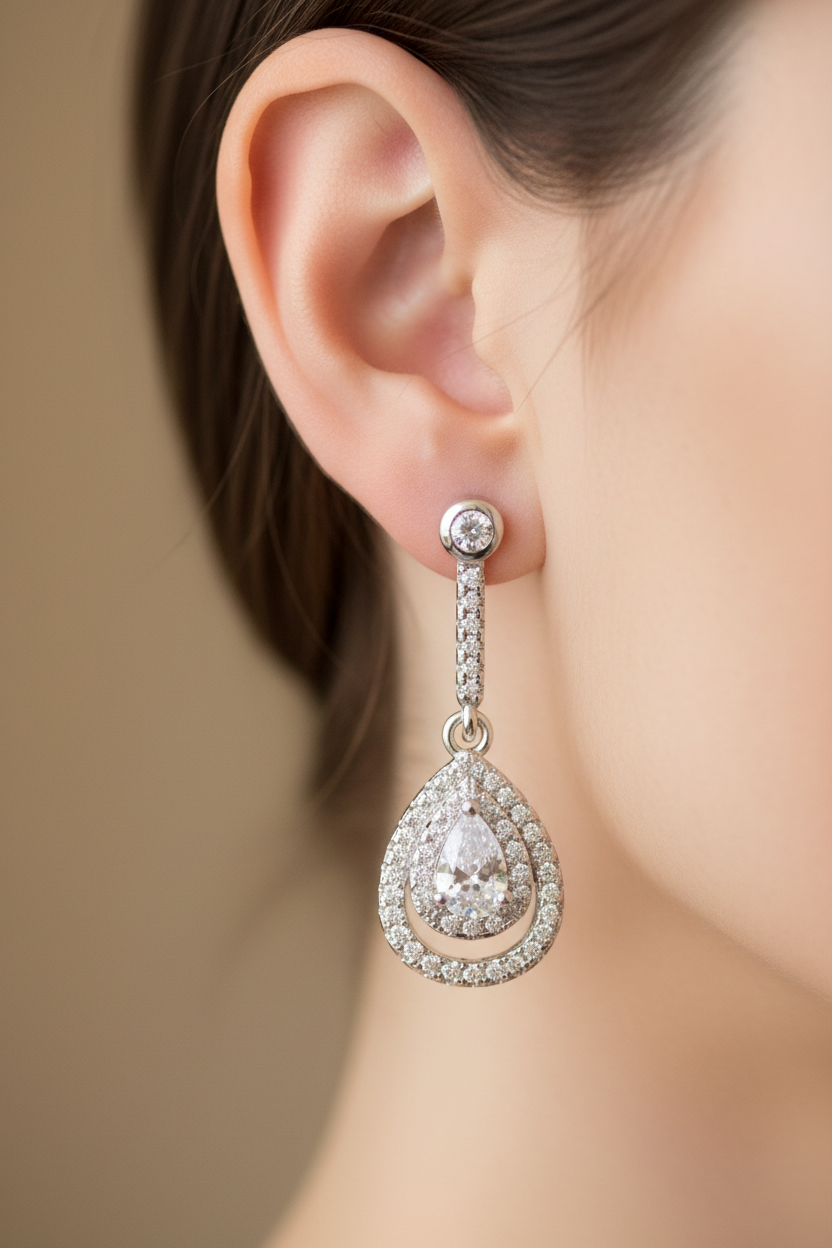 A White Cubic Zirconia Earring.