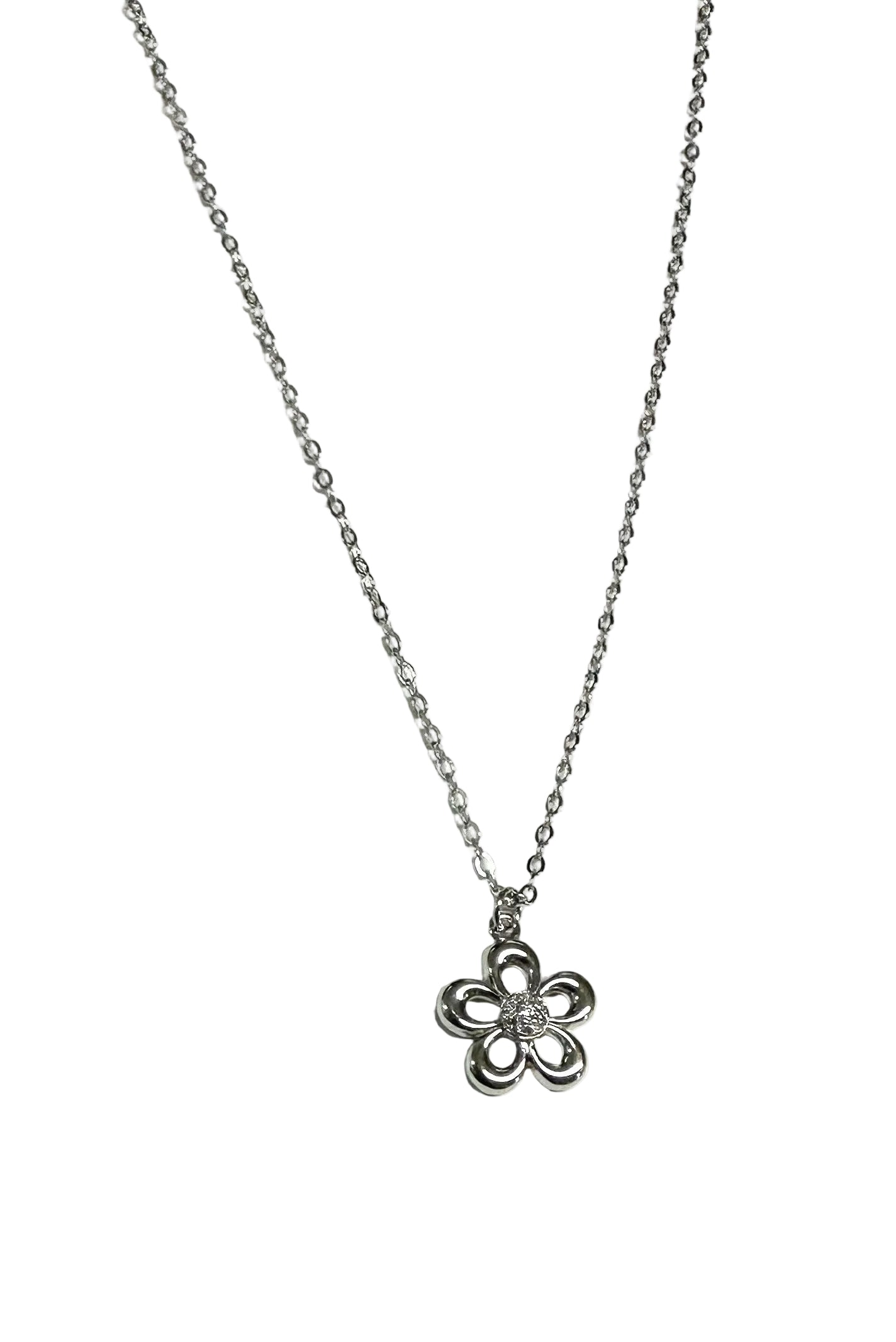 Silver Cz Stone Set Flower Design Bracelet
