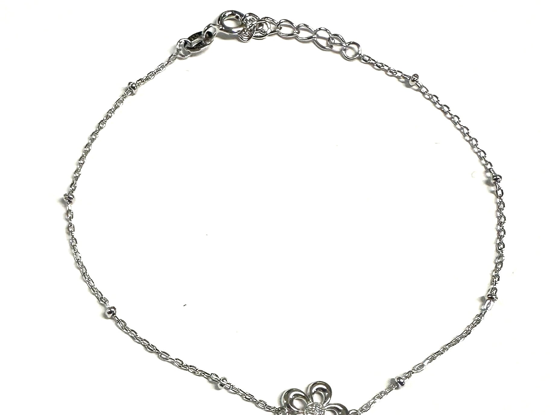 Silver Cz Stone Set Flower Design Bracelet
