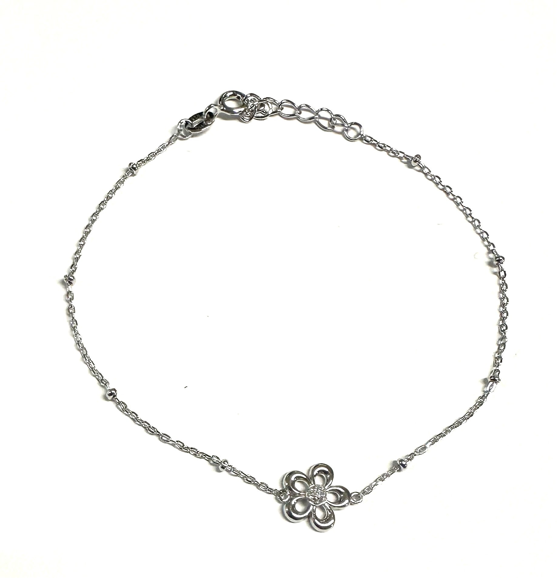 Silver Cz Stone Set Flower Design Bracelet