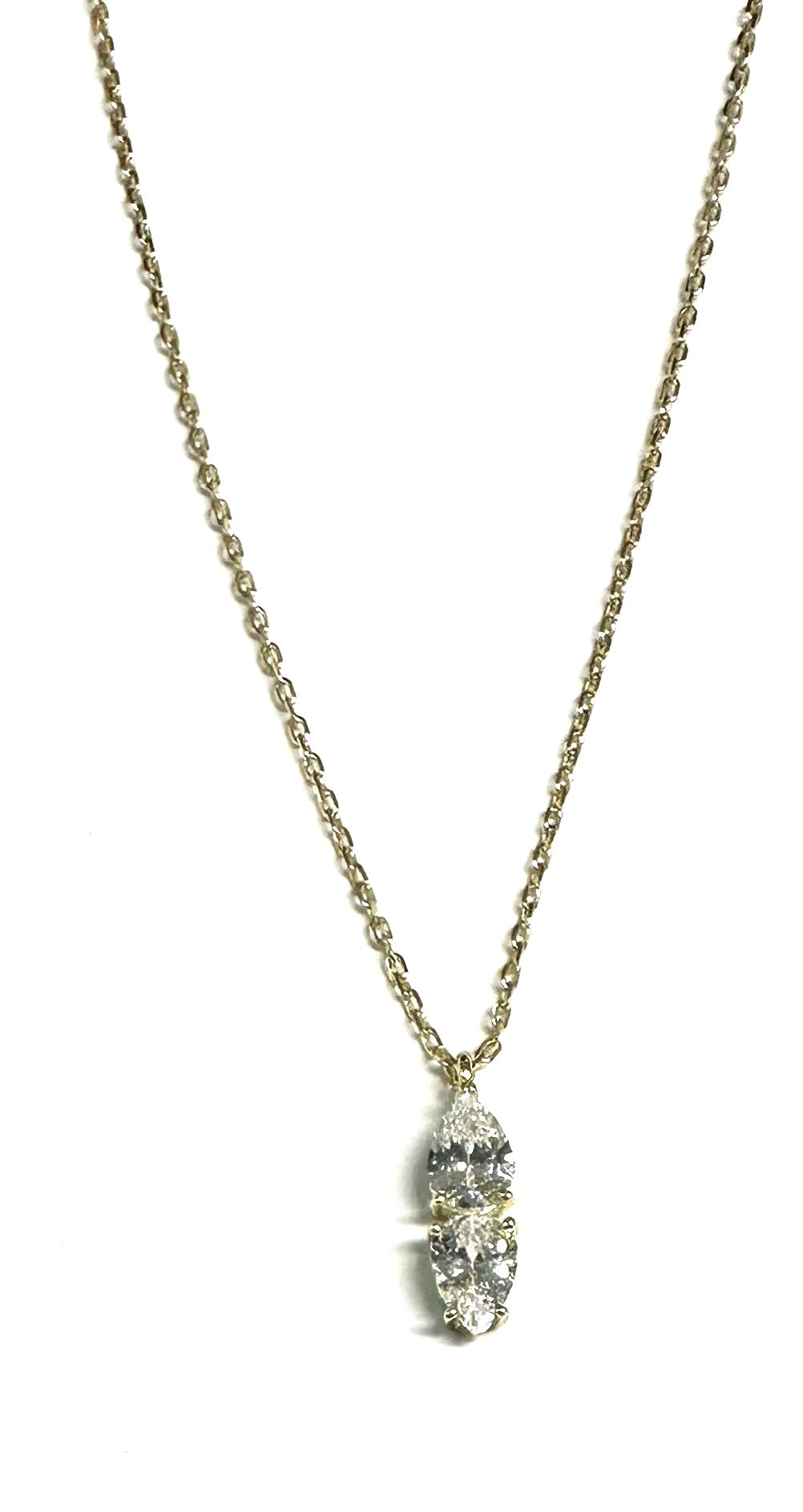 Yellow Plated Silver White CZ Necklace