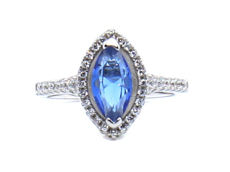 A Sapphire & White Cubic Zirconia Ring