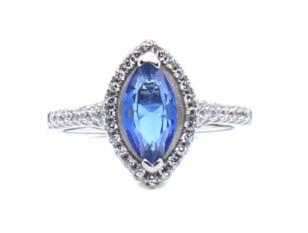 A Sapphire & White Cubic Zirconia Ring