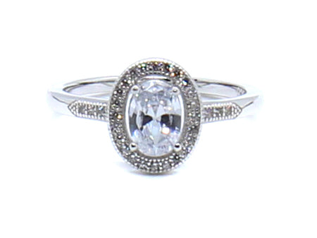 A White Cubic Zirconia Ring.