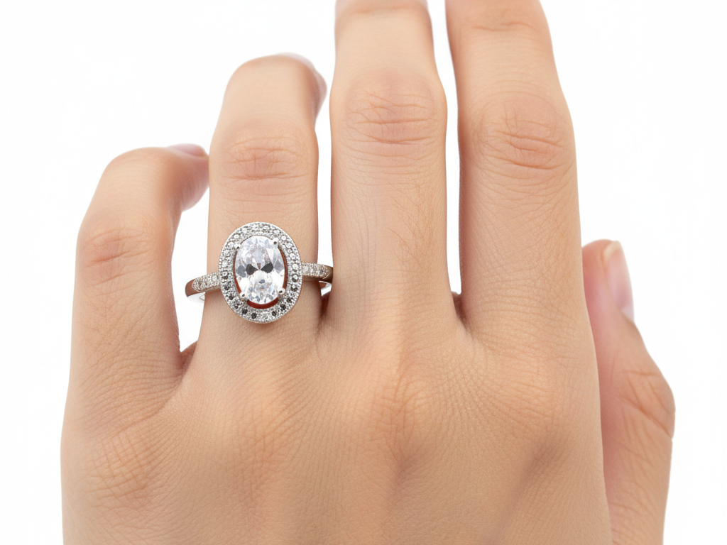 A White Cubic Zirconia Ring.