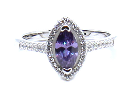 A Amethyst & White Cubic Zirconia Ring