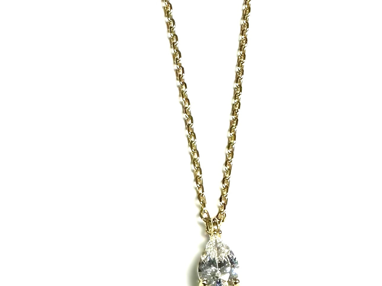 Yellow Plated Silver Emerald & White CZ Necklace