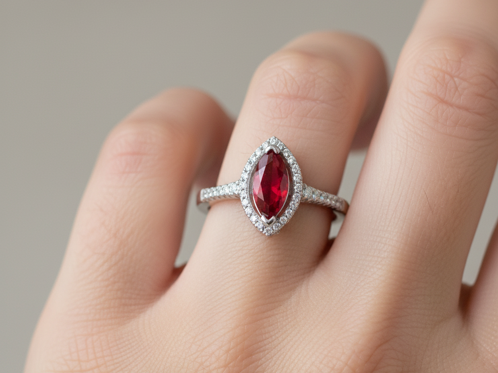 A Ruby & White Cubic Zirconia Ring