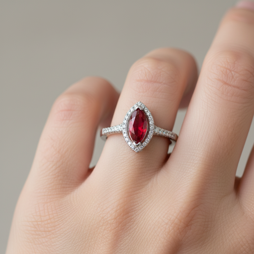 A Ruby & White Cubic Zirconia Ring
