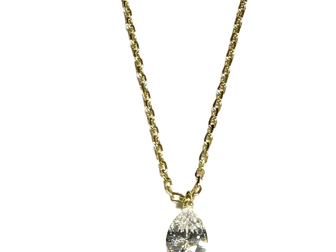 Yellow Plated Silver Sapphire & White CZ Necklace