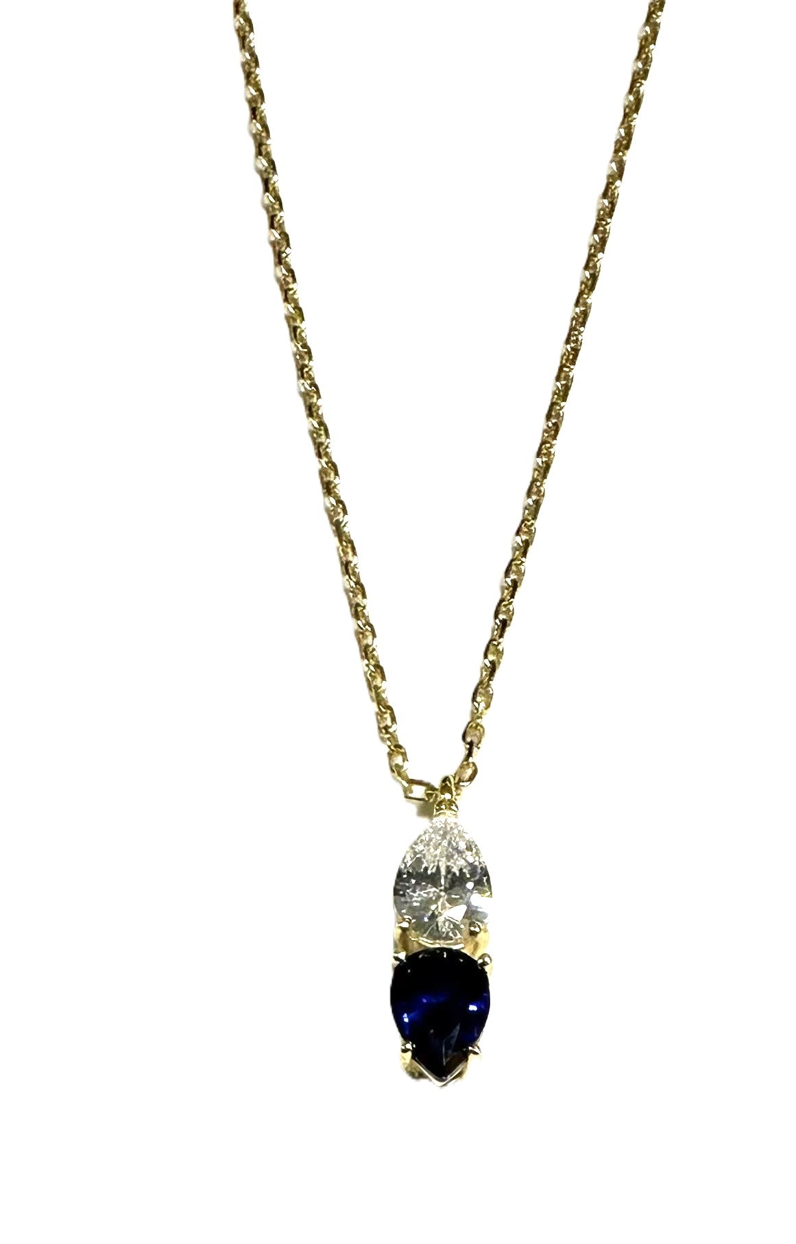Yellow Plated Silver Sapphire & White CZ Necklace