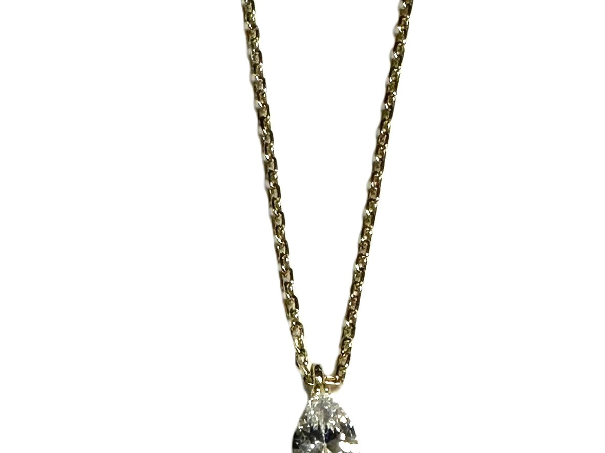 Yellow Plated Silver Aquamarine & White CZ Necklace