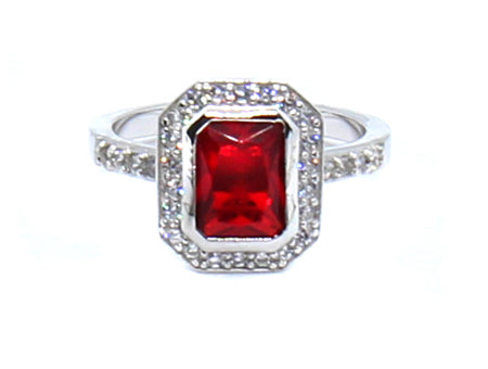 A Ruby and White Cubic Zirconia Ring