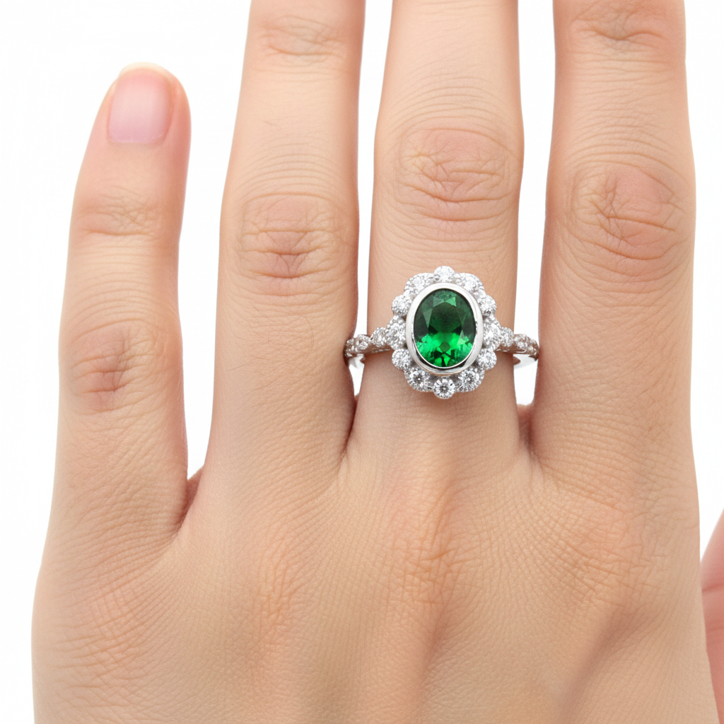 A Emerald Cubic Zirconia Ring
