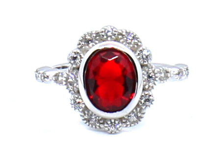 A Ruby And White Cubic Zirconia Ring