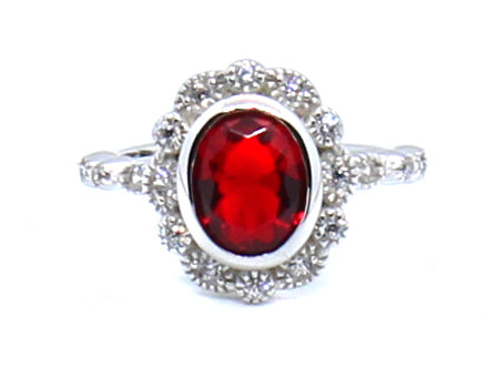 A Ruby And White Cubic Zirconia Ring