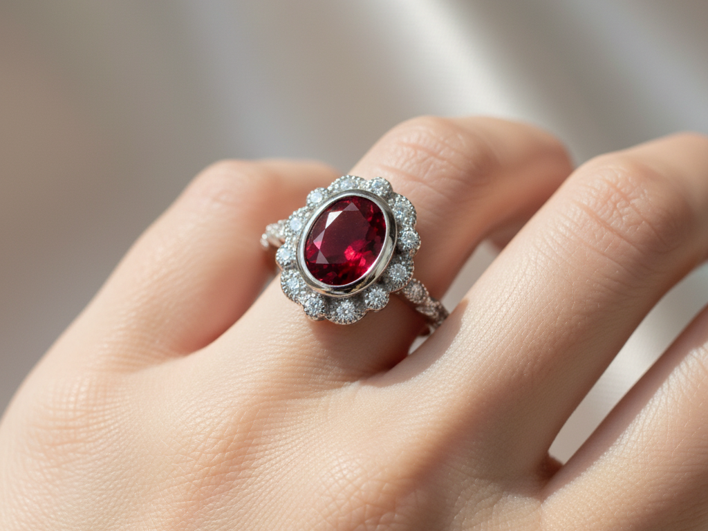 A Ruby And White Cubic Zirconia Ring