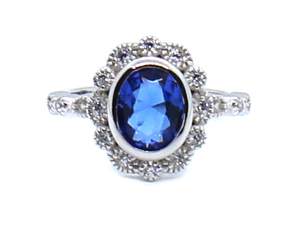 A Sapphire Cubic Zirconia Ring