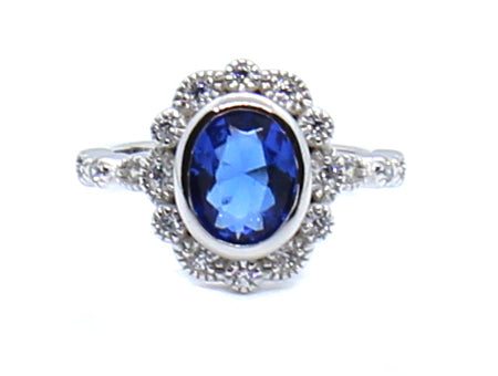 A Sapphire Cubic Zirconia Ring