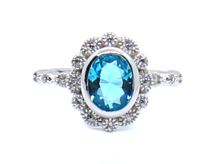 A Aqua Cubic Zirconia Ring