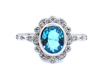 A Aqua Cubic Zirconia Ring
