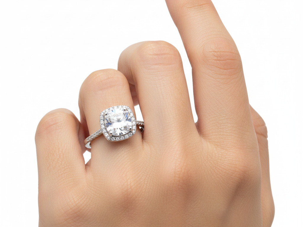 A White Cubic Zirconia Ring.