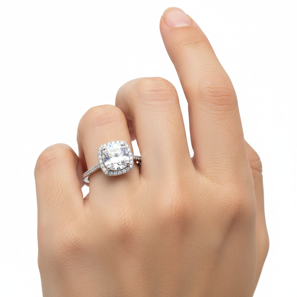 A White Cubic Zirconia Ring.