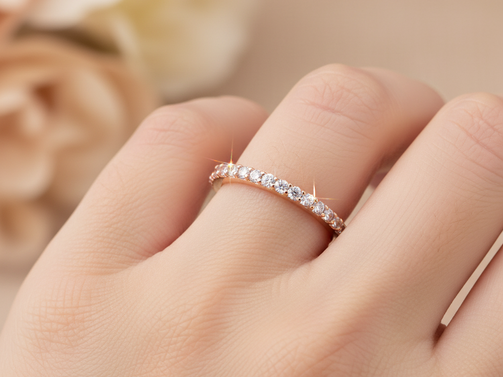 Silver with Rose Gold Plate Full Eternity Ring