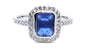 A Sapphire and White Cubic Zirconia Ring