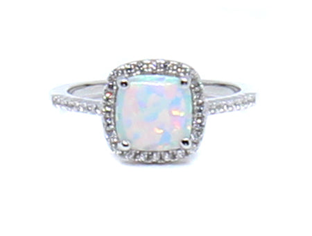 Opal And Cz Silver Earring
