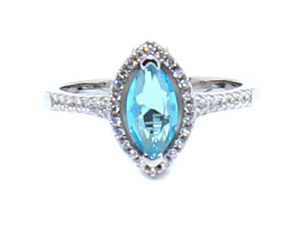 A Aquamarine & White Cubic Zirconia Ring
