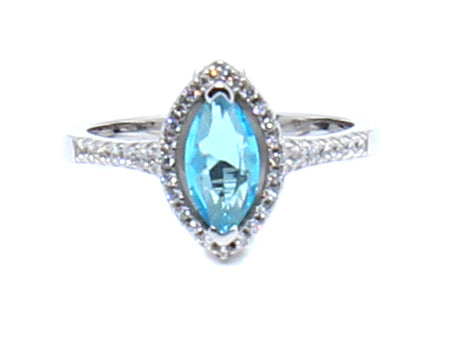 A Aquamarine & White Cubic Zirconia Ring