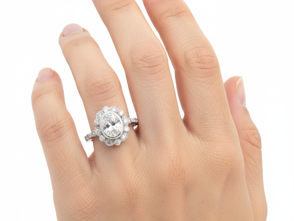 A White Cubic Zirconia Ring.