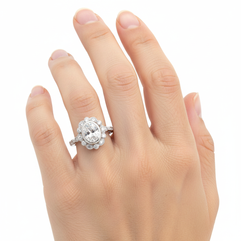 A White Cubic Zirconia Ring.